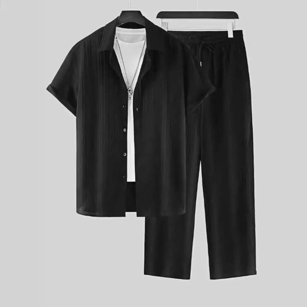 Buycenter Striped Short-Sleeved Men’s Suit Shirt - Summer Fashion - Buy Center
