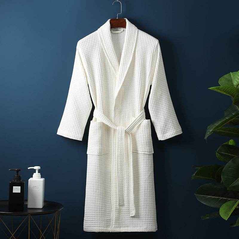 Pure Cotton Bathrobe - Long Waffle Nightgown for Men & Women 2025