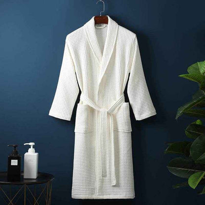 Pure Cotton Bathrobe - Long Waffle Nightgown for Men & Women 2025