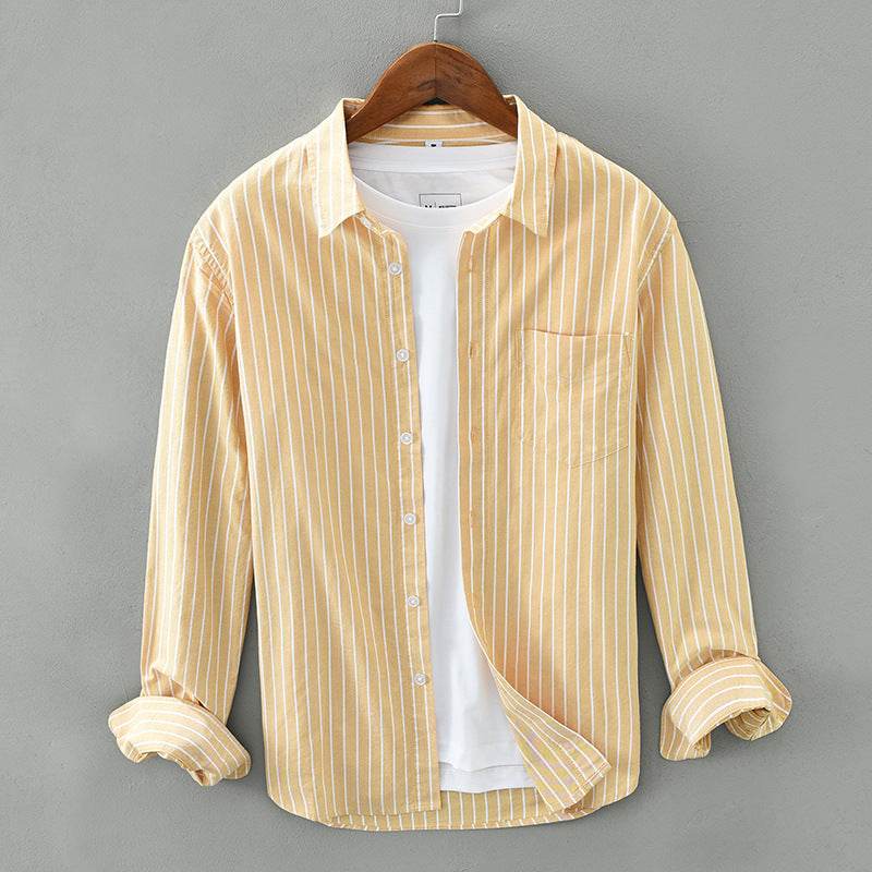 Men's Cotton Striped Long-Sleeved Shirt - Casual Fashion for Every Occasion - Buy Center