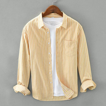 Men's Cotton Striped Long-Sleeved Shirt - Casual Fashion for Every Occasion - Buy Center