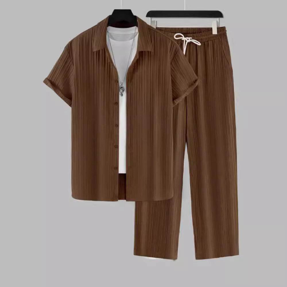 Buycenter Striped Short-Sleeved Men’s Suit Shirt - Summer Fashion - Buy Center
