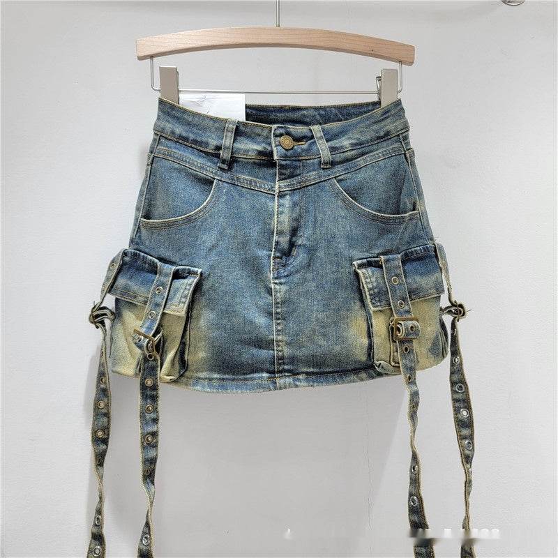 Spring & Summer Denim Short Skirt - A-Line, Hip-Wrapped Style 2025 - Buy Center