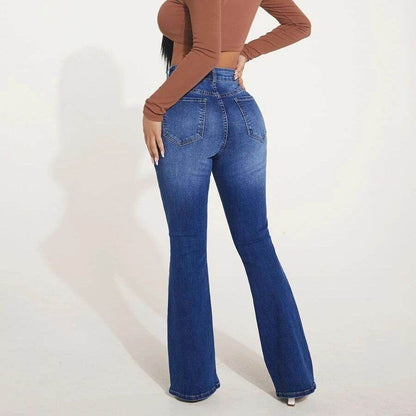 High Waist Stretch Skinny Jeans - Dark Blue Women's Premium Denim - Buy Center