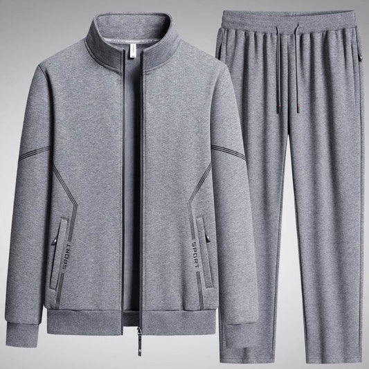Men's Fleece-Lined Leisure Sports Suit - Stylish Two-Piece Set for All Seasons - Buy Center