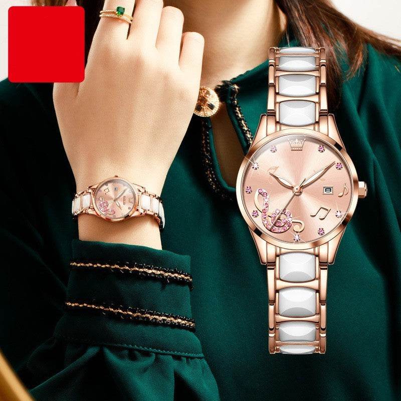 Buycenter Women's Quartz Watch - Diamond Inlaid, 30M Waterproof Design - Buy Center
