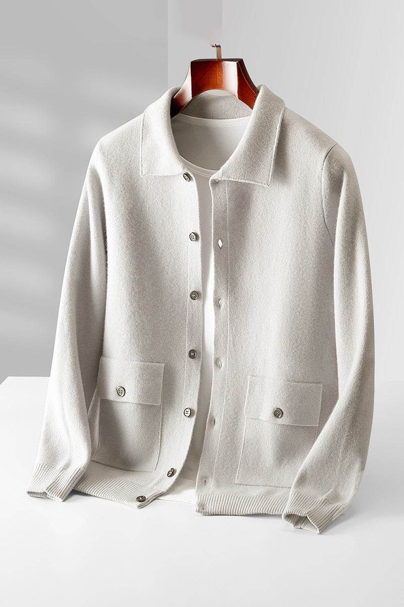 Buycenter Men's Wool Cardigan - Solid Color Thick Coat for Autumn Winter - Buy Center