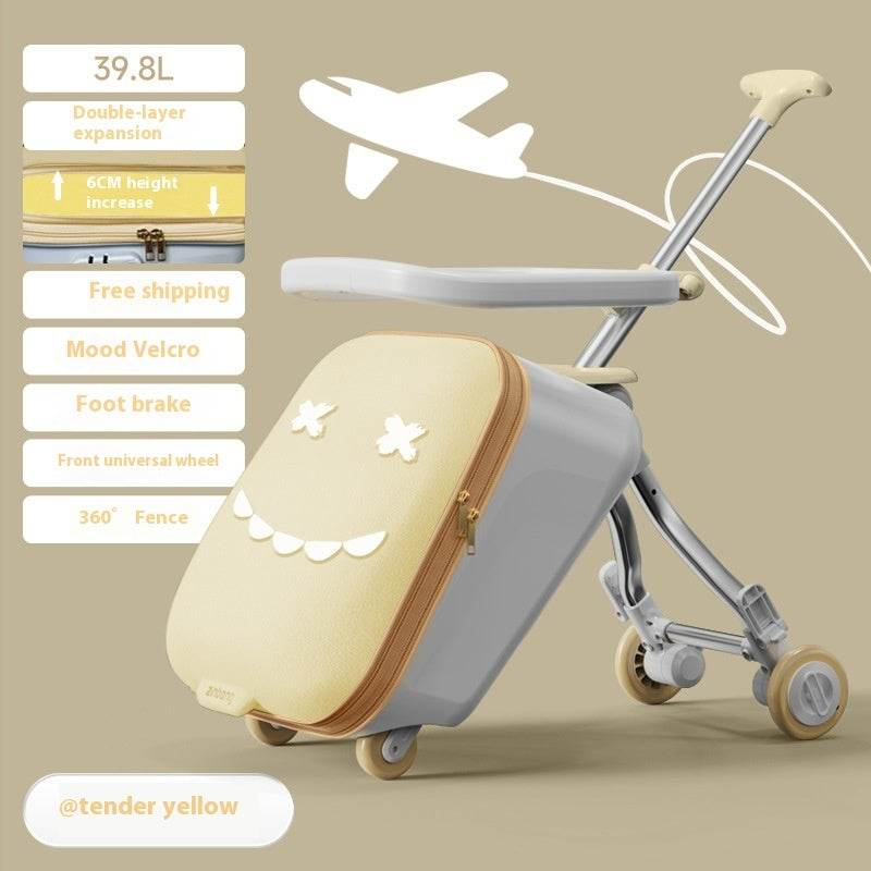 Children's Riding Trolley Case - Mustard Green & Light Yellow Luggage - Buy Center