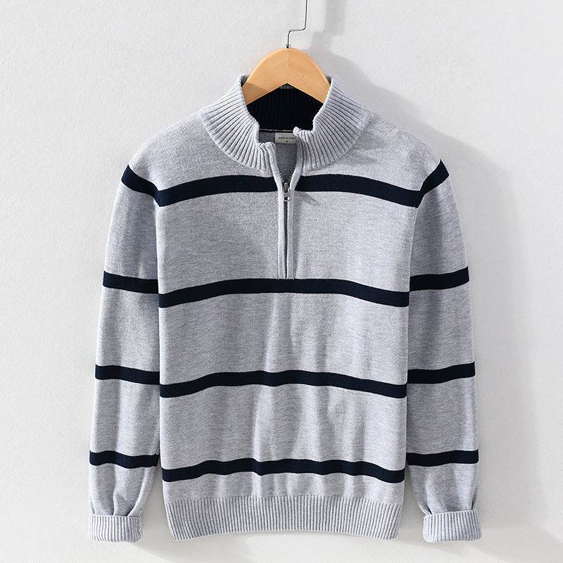 Men's Turtleneck Cotton Wool Half-Zipper Sweater - Slim Fit & Warm - Buy Center
