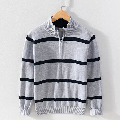 Men's Turtleneck Cotton Wool Half-Zipper Sweater - Slim Fit & Warm - Buy Center