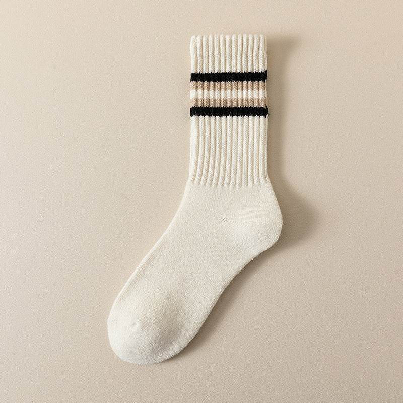 Men's Fleece-Lined Cotton Sports Stockings - Stripes & Plaid Patterns - Buy Center
