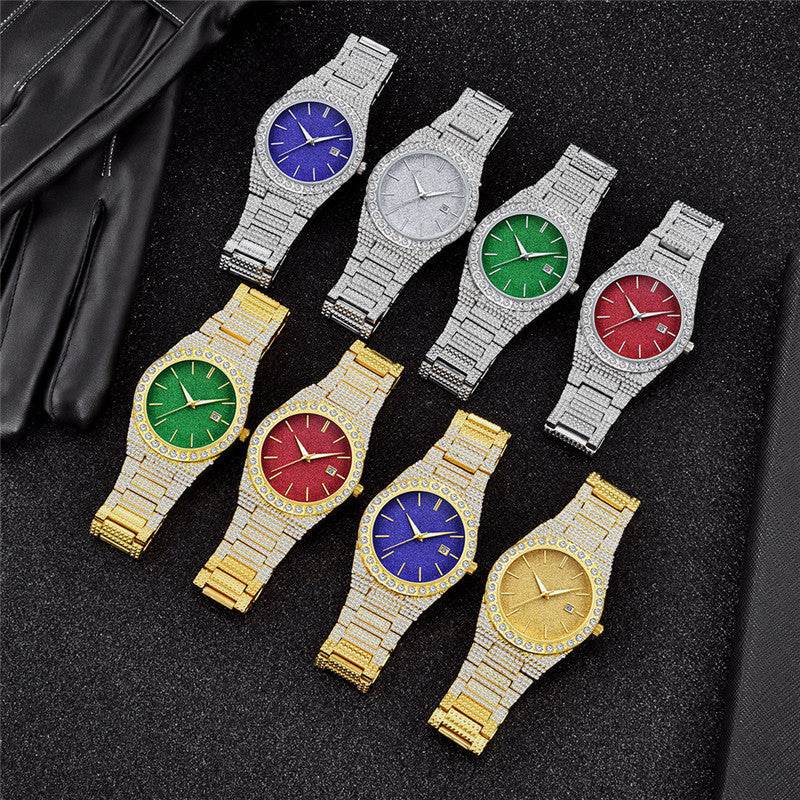 Stylish Men's Diamond Calendar Quartz Watch - Modern Design for Everyday Use - Buy Center