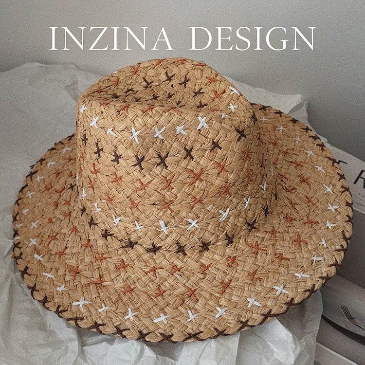 Retro Western Cowboy Straw Hat - Unisex Fashion Accessory for All Seasons - Buy Center