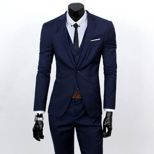 Buycenter Slim-Fit Three-Piece Suit Set - Korean Formal Wear for Winter - Buy Center