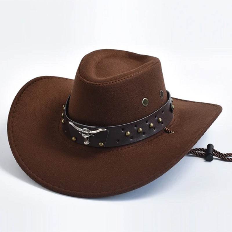 Retro Artificial Suede Cowboy Hat - Adjustable Sunshade for Outdoor Style - Buy Center