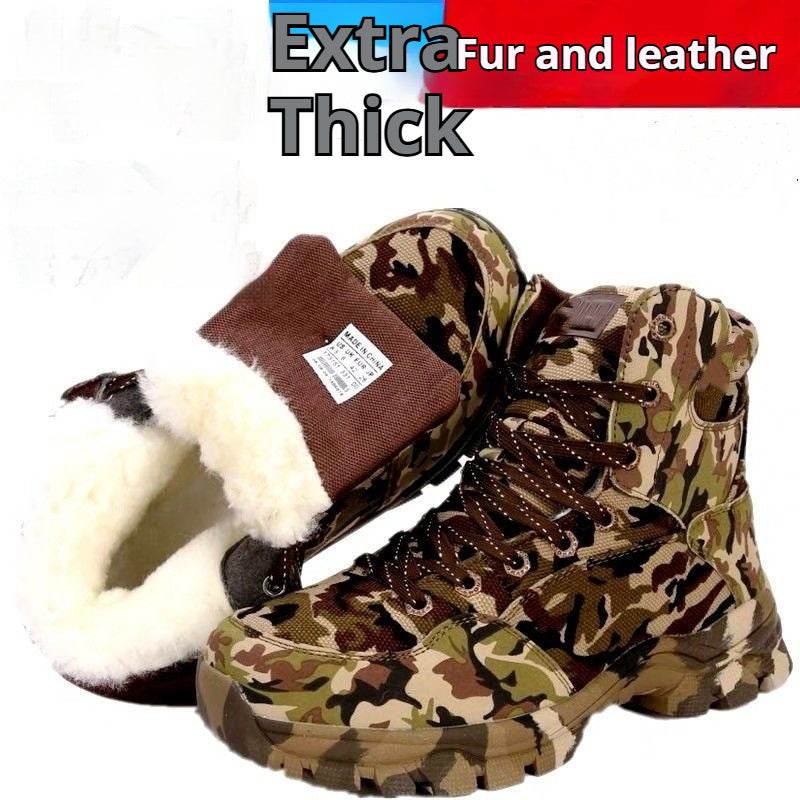 Men's Cowhide Thick Snow Boots - Warmth Retention & Stylish Design - Buy Center
