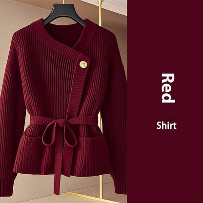 Buycenter Red Design Birthday Year Sweater - Lace Up Cardigan Style - Buy Center