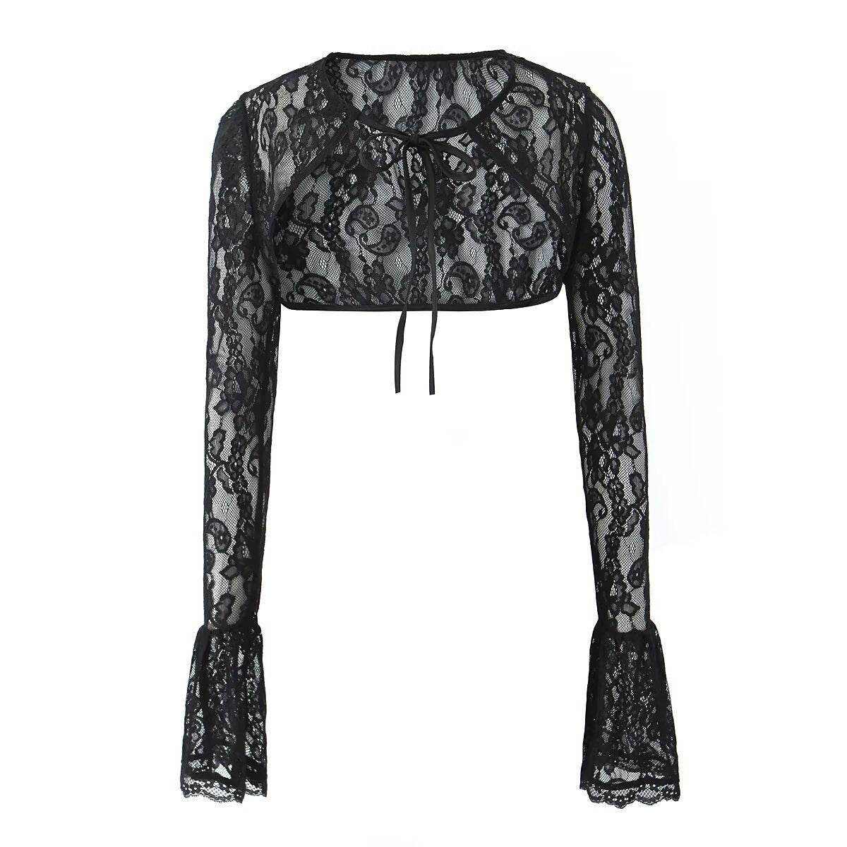 Buycenter Lace Suspender Skirt & Cardigan Set - Elegant 3-Piece Outfit - Buy Center
