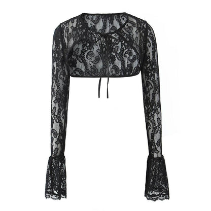 Buycenter Lace Suspender Skirt & Cardigan Set - Elegant 3-Piece Outfit - Buy Center