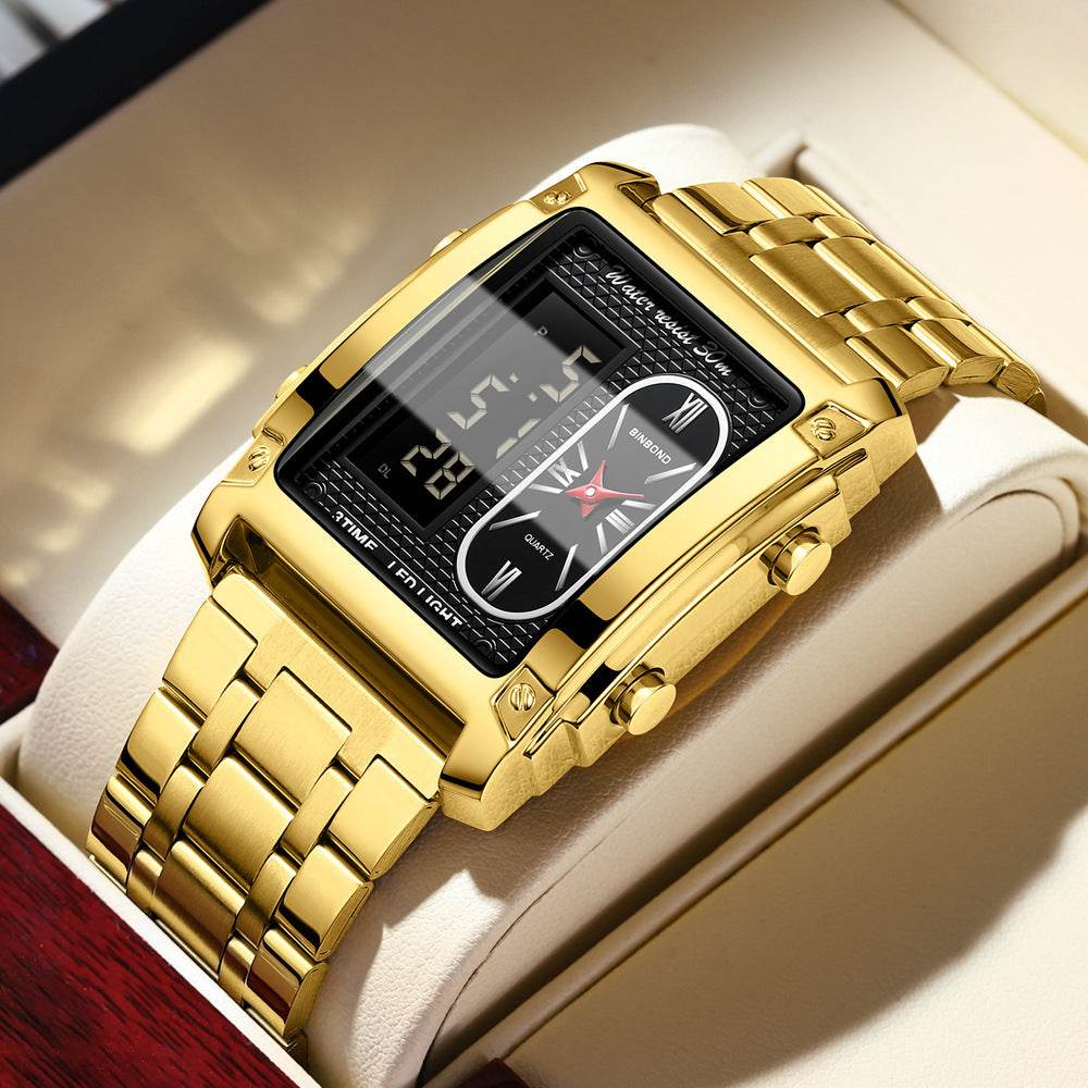 Men's Creative Steel Belt Digital Watch - Waterproof & Multi-Functional Style - Buy Center