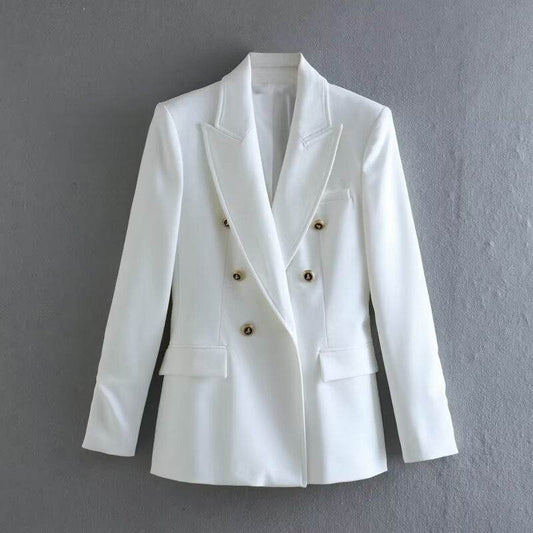 Buycenter Women's Slim-Fit Lapel Jacket - Trendy Long Sleeve Blazer - Buy Center