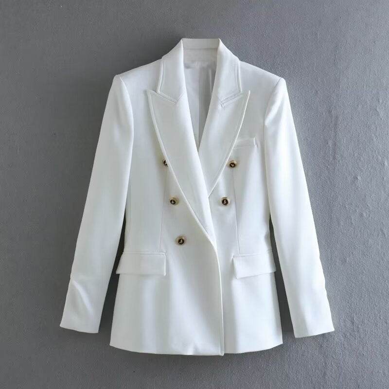 Buycenter Women's Slim-Fit Lapel Jacket - Trendy Long Sleeve Blazer - Buy Center