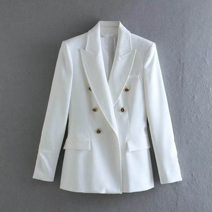 Buycenter Women's Slim-Fit Lapel Jacket - Trendy Long Sleeve Blazer - Buy Center