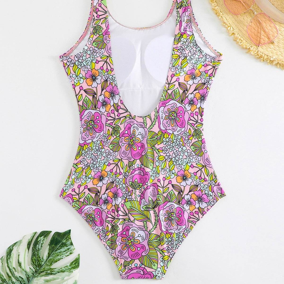 Floral Backless One-Piece Swimsuit - Sexy Style for Summer Swim - Buy Center