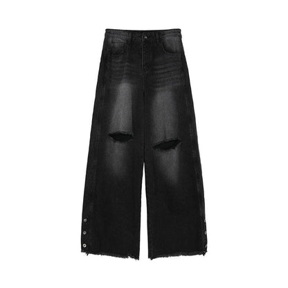 Buycenter Loose Straight Casual Trousers - Wide Leg, Blue & Black Options - Buy Center