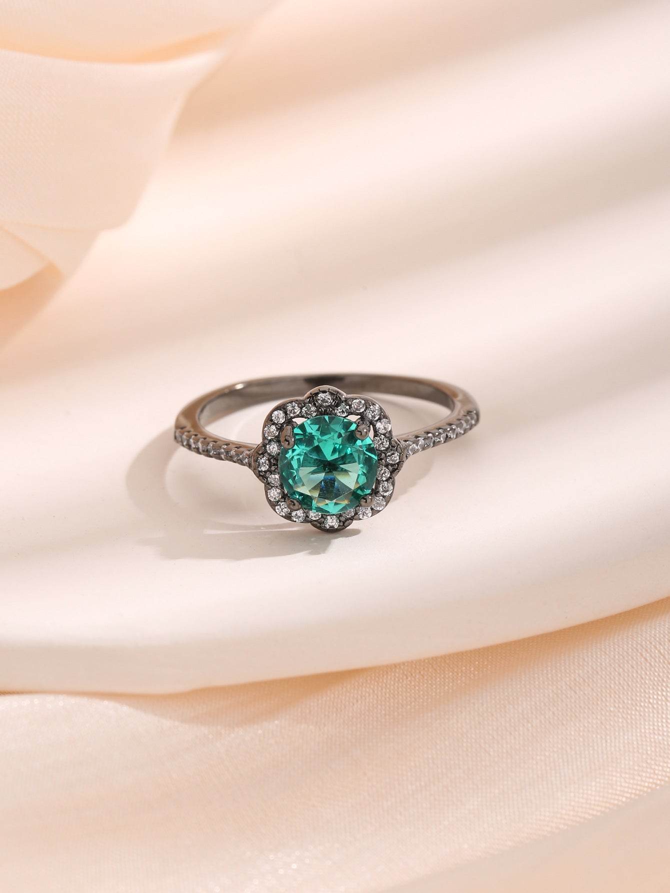 Buy Center Vintage S925 Silver Flower Ring - Black Gold Palaiba Stone - Buy Center