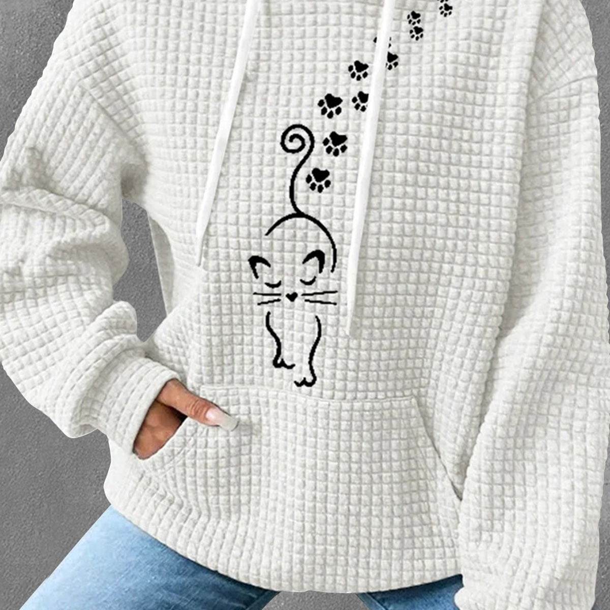 Women's Olive Green Hooded Waffle Sweater - Trendy Patchwork Design - Buy Center