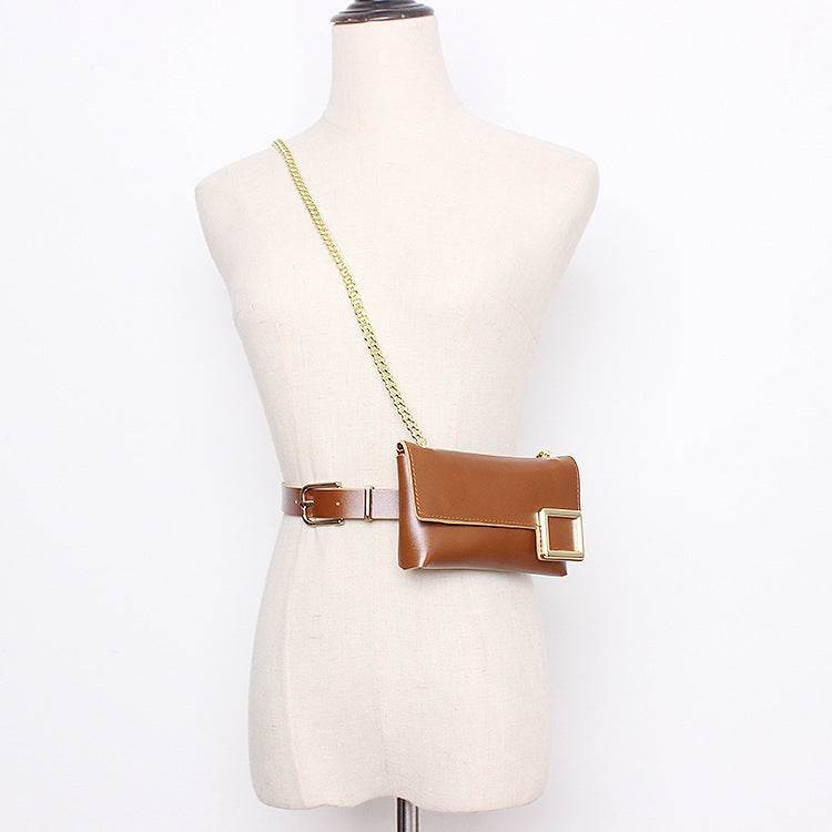New Retro Metal Geometric Waist Bag - Stylish PU Fabric Accessory - Buy Center