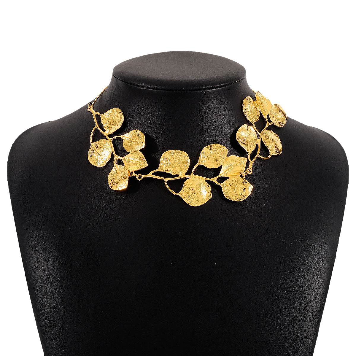 2025 Luxury Metal Leaf Earrings & Choker Set - Elegant Jewelry Gift - Buy Center