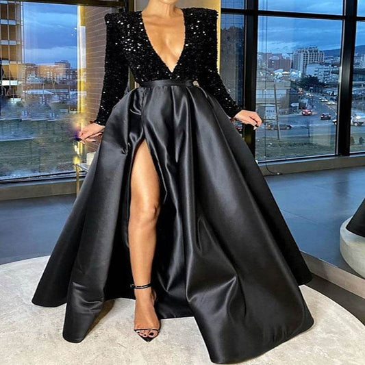 Buycenter Women's Sequined Evening Dress - Elegant Long Skirt for Banquets - Buy Center