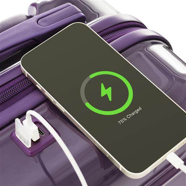 Purple & Pink Luggage Set of 3 - USB Port & Airline Approved Carry-On - Buy Center