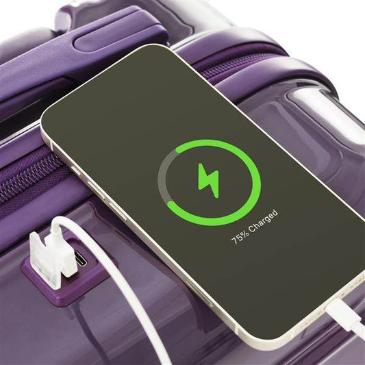 Purple & Pink Luggage Set of 3 - USB Port & Airline Approved Carry-On - Buy Center