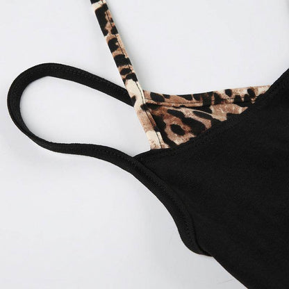 Buycenter Leopard Print Two-Piece Camisole - Slim Fit, Contrast Color - Buy Center