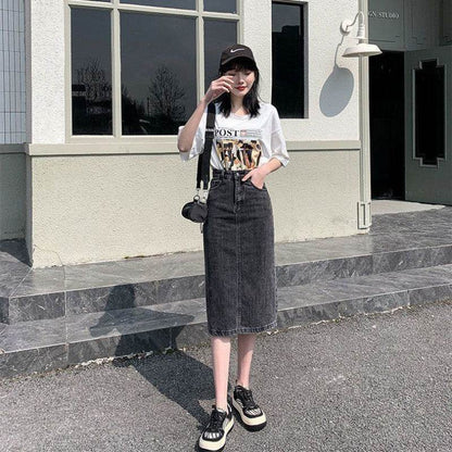 Retro Light Blue A-Line Denim Skirt - Stylish Pleated Design for Girls - Buy Center