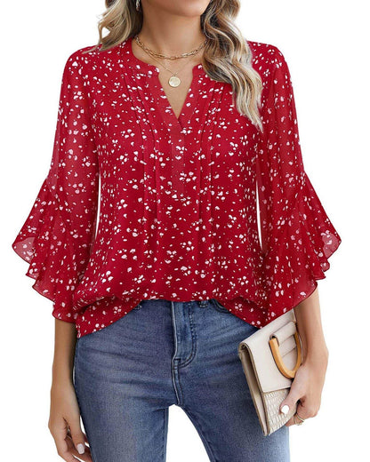 Buycenter Lotus Leaf 3/4 Sleeve Top - Loose Fit, Solid Colors Available - Buy Center