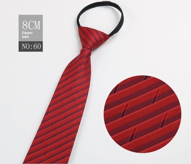 Black Striped Blue Business Tie - Lazy Zip Closure for Easy Wear - Buy Center