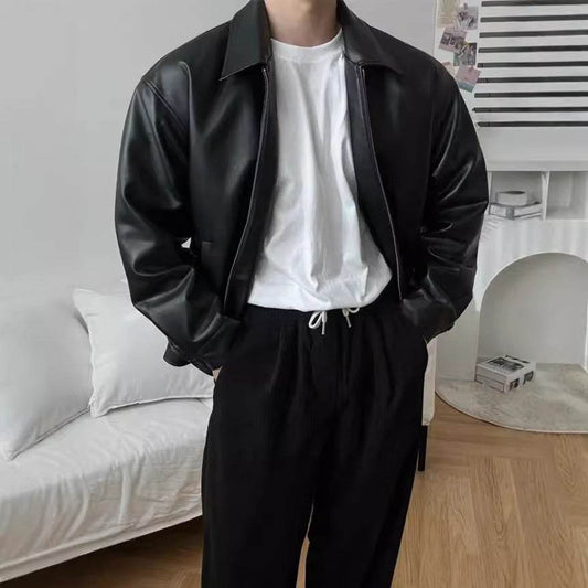 Casual Leather Baseball Jacket - Stylish Motorcycle Outerwear 2025 - Buy Center