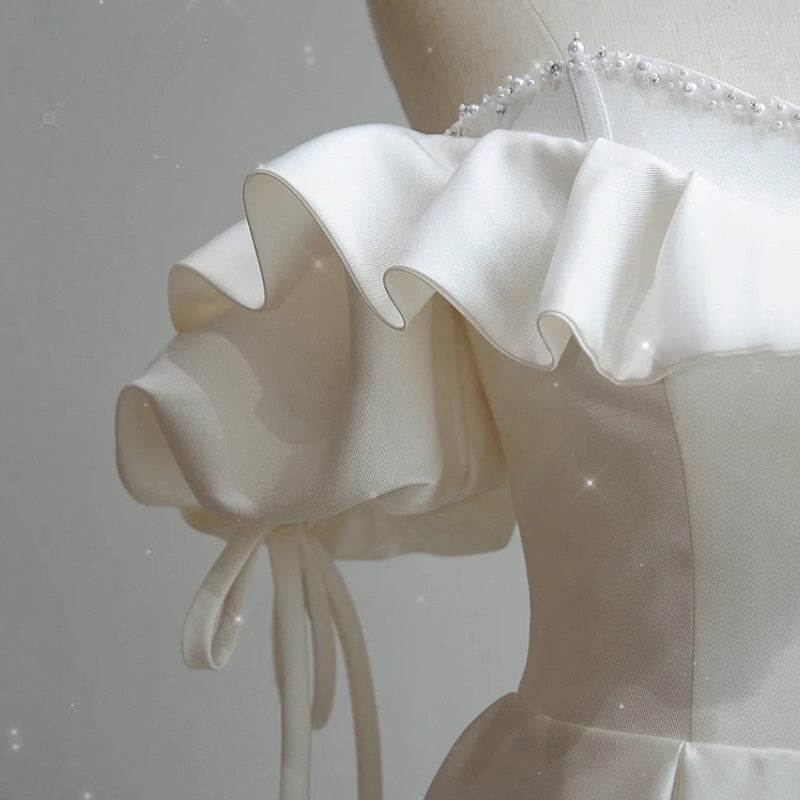 French Satin Light Wedding Dress - Soft Stylish Bridal Gown 2025 - Buy Center