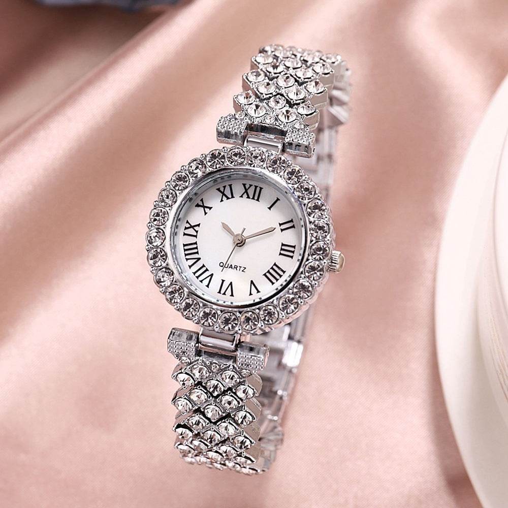 Buy Center Luxury Diamond Quartz Watch & Bracelet Set - Elegant Fashion Jewelry - Buy Center