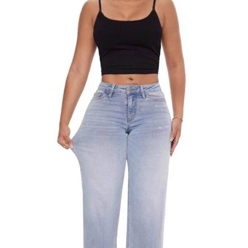 Stylish Narrow Wide-Leg Pants - High Waist & Trendy Floral Details - Buy Center