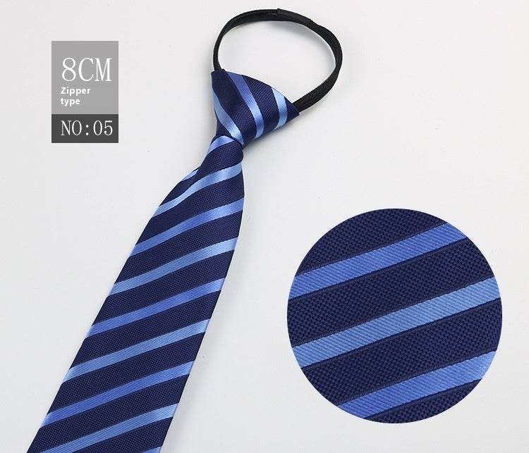 Black Striped Blue Business Tie - Lazy Zip Closure for Easy Wear - Buy Center