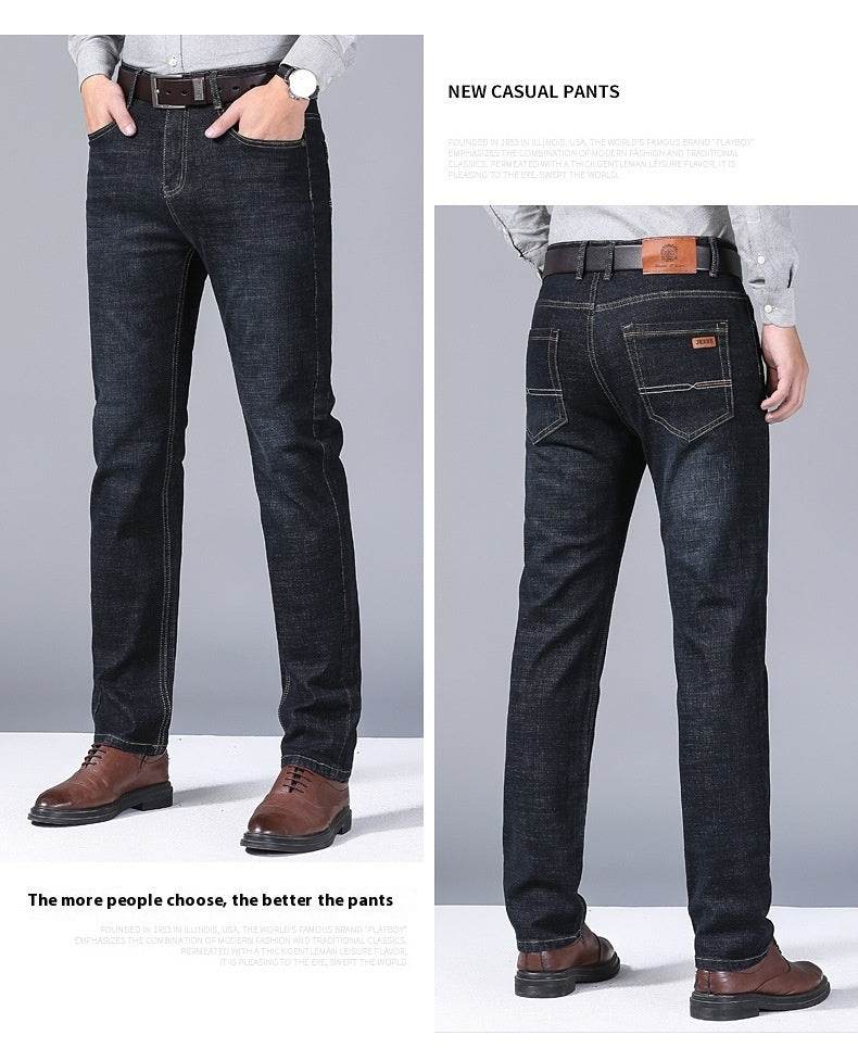 Autumn Men's Loose Straight Jeans - Mid Waist, Comfortable Fit - Buy Center