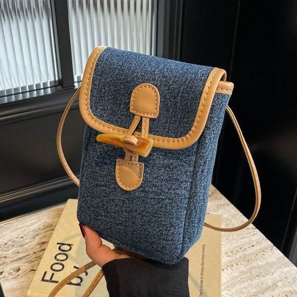 Buycenter Women's Vertical Denim Phone Bag - Stylish Shoulder Messenger Bag - Buy Center