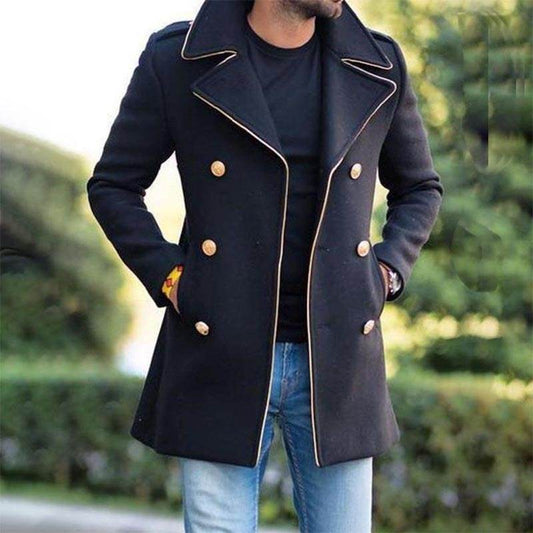 Buycenter Men's Double Breasted Trench Coat - Stylish European & American Design - Buy Center