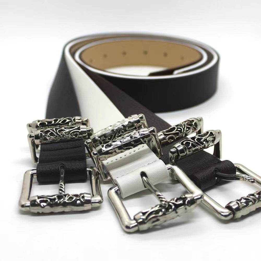 New Style Silver Alloy Crook Pin Buckle Belt - Elegant Imitation Leather - Buy Center