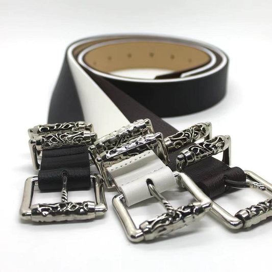 New Style Silver Alloy Crook Pin Buckle Belt - Elegant Imitation Leather - Buy Center